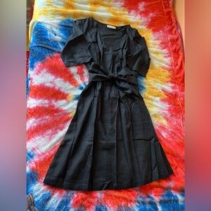 Hannah Canvas black 100% linen dress
